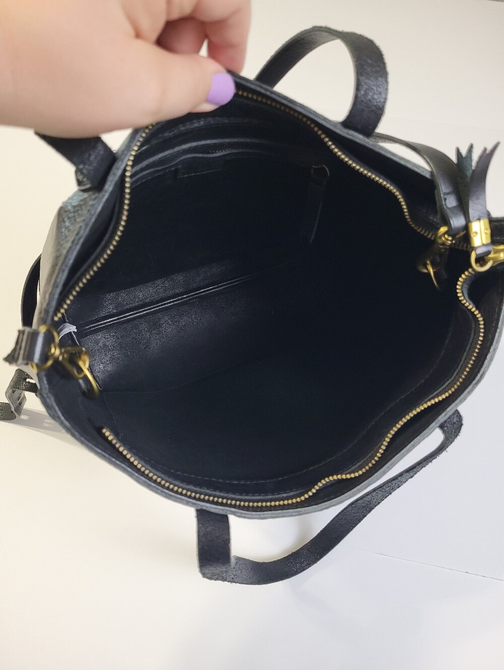 Madewell Zip Top Leather Transport Tote Crossbody Bag Black Shoulder - Picture 4 of 12